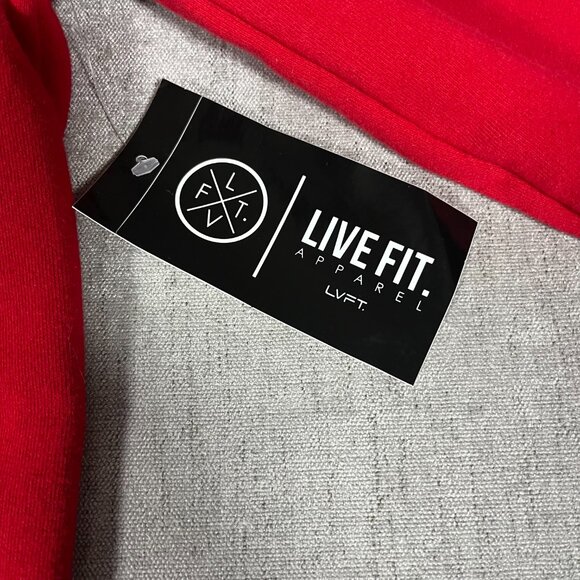 Live Fit LVFT Pullover Hoodie Men Small Red Performance Workout Gym Logo NWT - Picture 3 of 8